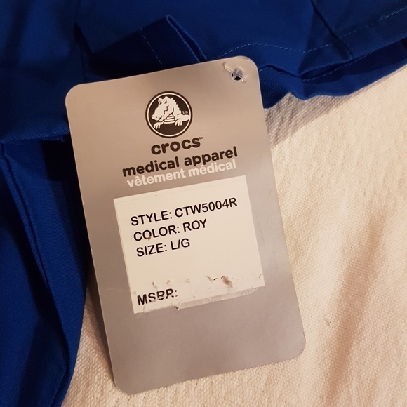 Crocs women's size Large blue scrub top, NWT - Picture 4 of 4